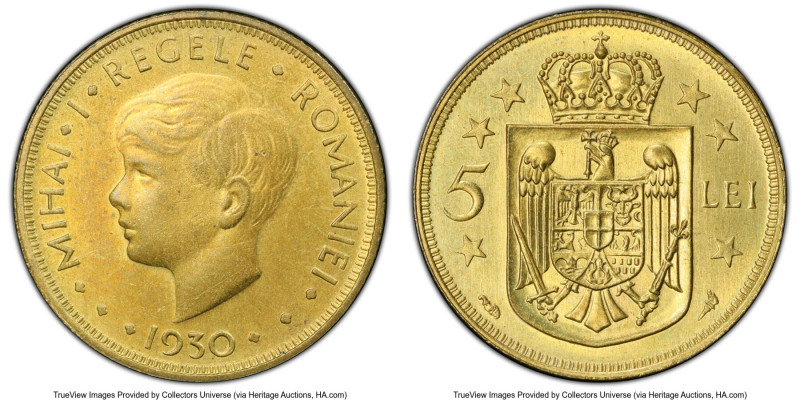 Mihai I 5 Lei 1930-(a) MS65 PCGS, Paris mint, KM48, Schäffer/Stambuliu-88. From ...