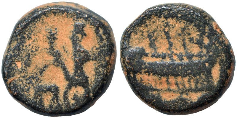 PHOENICIA. Sidon. Ae (bronze, 5.34 g, 15 mm). War galley moving left, waves belo...