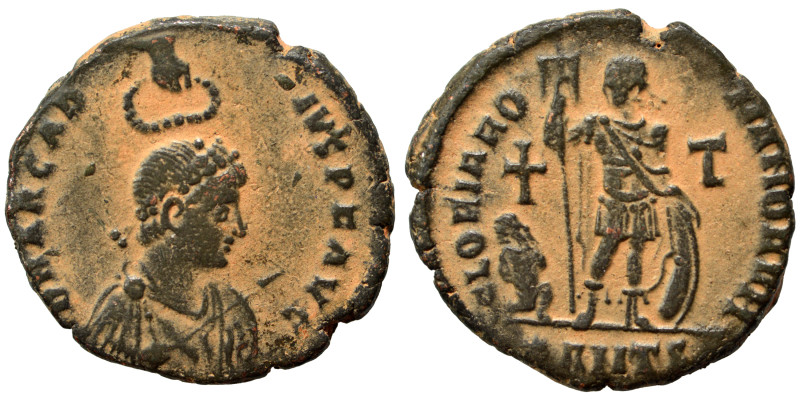 Arcadius, 383-408. Follis (bronze, 5.27 g, 21 mm), Antioch. D N ARCADIVS P F AVG...