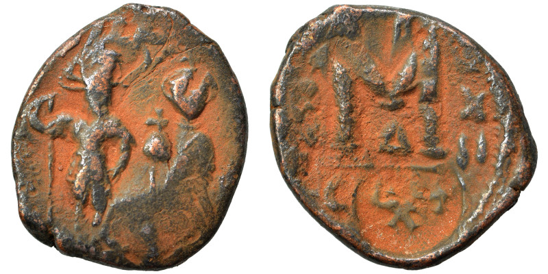 Heraclius, with Heraclius Constantine, 610-641. Follis (bronze, 5.77 g, 24 mm). ...