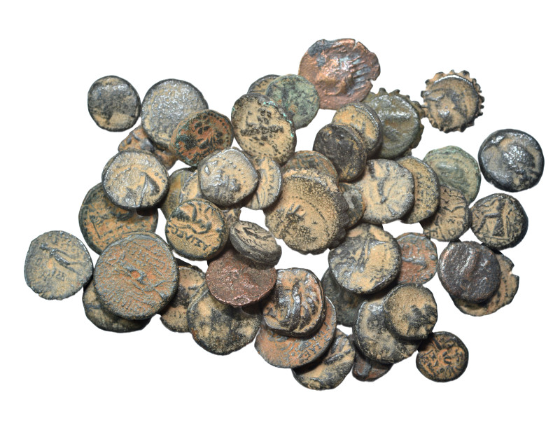 Group lot of circa 50 Ancient Greek coins, some repatinated. G - VF. As seen, no...