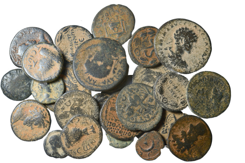 Group lot of circa 25 Roman Provincial coins, some repatinated. G - VF. As seen,...