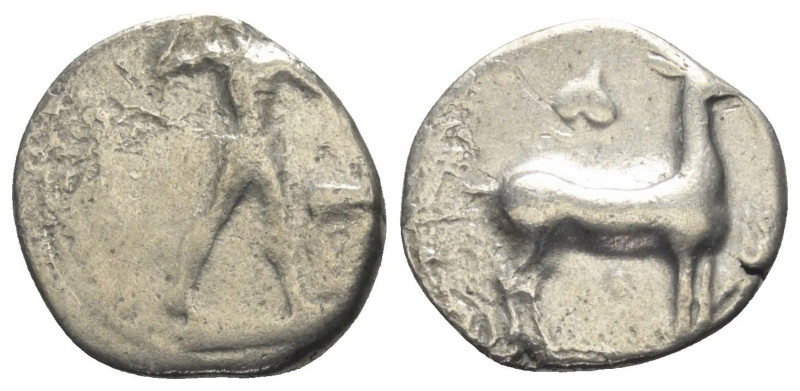 Bruttium. Kaulonia.

 Stater (Silber). Ca. 425 - 420 v. Chr.
Vs: Apollon mit ...