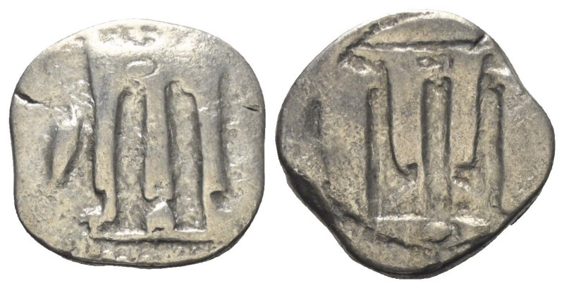 Bruttium. Kroton.

 Nomos (Silber). Ca. 480 - 430 v. Chr.
Vs: Dreifuß mit Rin...