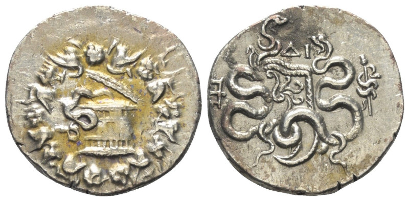 Mysien. Pergamon.

 Cistophor (Silber). Ca. 104 - 98 v. Chr.
Vs: Cista mystic...