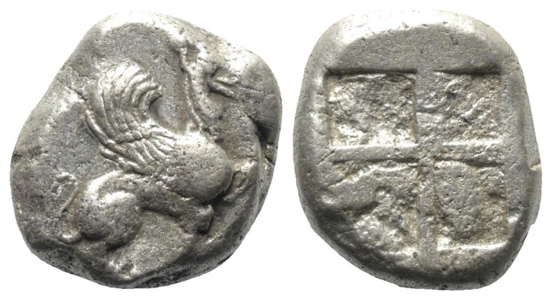 Ionien. Teos.

 Stater (Silber). Ca. 500 - 450 v. Chr.
Vs: Greif nach rechts ...