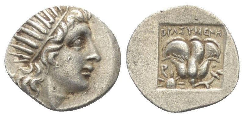 Inseln vor Karien. Rhodos.

 Drachme (Silber). Ca. 170 - 150 v. Chr.
Vs: Kopf...