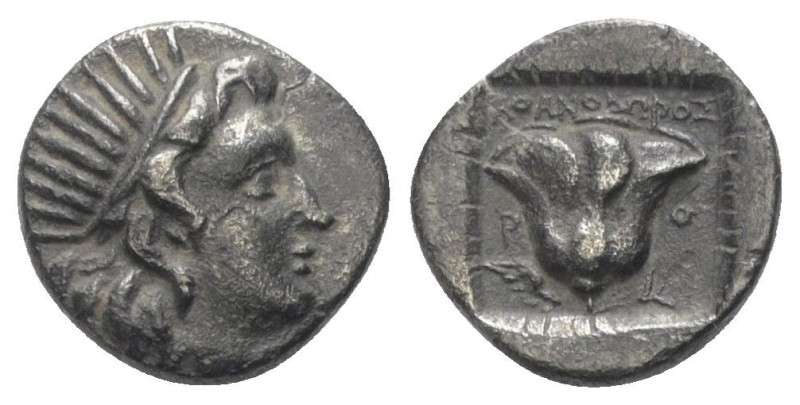 Inseln vor Karien. Rhodos.

 Drachme (Silber). Ca. 170 - 150 v. Chr.
Vs: Kopf...