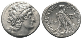 Ptolemäisches Königreich. Ptolemaios X. (101 - 88 v. Chr.).

 Tetradrachme (Silber). 98 / 97 v. Chr. (Jahr 17). Alexandria.
Vs: Kopf des Ptolemaios...