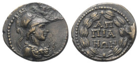 Phrygien. Appia. Pseudo-autonome Prägung.

 Bronze. 1. Jhdt. n. Chr. (Regierungszeit des Nero).
Vs: Büste der Athena mit korinthischem Helm und Aig...