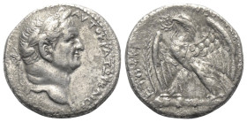 Seleukis und Pierien. Antiochia am Orontes. Vespasianus (69 - 79 n. Chr.).

 Tetradrachme (Silber). 69 n. Chr. (Jahr 1).
Vs: Kopf des Vespasianus m...