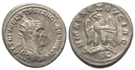 Seleukis und Pierien. Antiochia am Orontes. Traianus Decius (249 - 251 n. Chr.).

 Tetradrachme (Billon).
Vs: Büste in Rückansicht mit Strahlenkron...