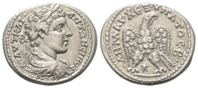 Seleukis und Pierien. Laodikeia ad Mare. Caracalla (197 - 217 n. Chr.).

 Tetradrachme (Billon). 205 - 207 n. Chr.
Vs: Büste des Caracalla in Rücka...