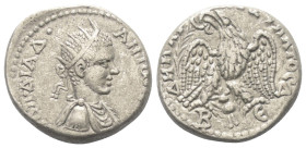 Kyrrhestike. Beroia. Diadumenianus, als Caesar (217 - 218 n. Chr.).

 Tetradrachme (Billon).
Vs: Büste des Diadumenianus mit Strahlenkrone, Paludam...