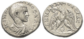 Phönikien. Tyros. Diadumenianus als Caesar (217 - 218 n. Chr.).

 Tetradrachme (Billon). 217 - 218 n. Chr.
Vs: Büste des Diadumenianus in Rückansic...