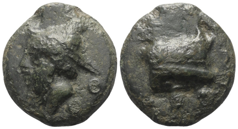 Anonyme Prägungen.

 Sextans (Kupfer). 225 - 217 v. Chr. Rom.
Vs: Kopf des Me...