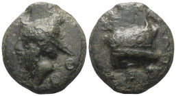 Anonyme Prägungen.

 Sextans (Kupfer). 225 - 217 v. Chr. Rom.
Vs: Kopf des Merkur links. Darunter zwei Punkte.
Rs: Schiffsprora rechts. Darunter z...