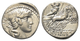 C. Vibius Pansa.

 Denar (Silber). 90 v. Chr. Rom.
Vs: PANSA. Kopf des Apollo mit Lorbeerkranz rechts, davor Kontrollmarke.
Rs: C VIBIVS C F. Mine...
