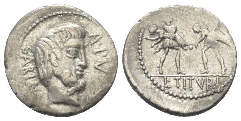 L. Titurius Sabinus.

 Denar (Silber). 89 v. Chr. Rom.
Vs: SABIN A PV. Kopf d...
