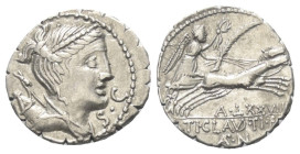 Ti. Claudius Nero.

 Denar (Silber). 79 v. Chr. Rom.
Vs: Drapierte Büste der Diana mit Diadem, Bogen und Köcher rechts, im Feld rechts S C.
Rs: TI...