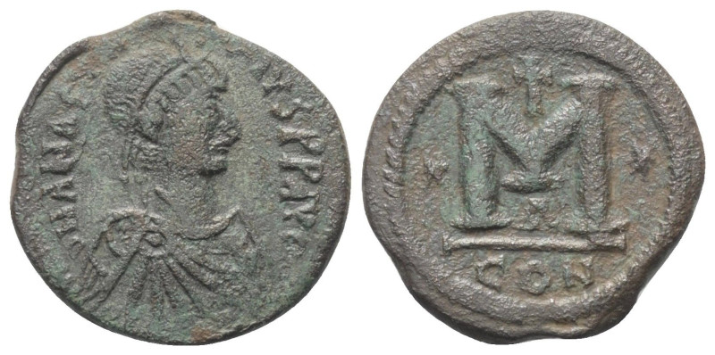 Anastasius I. (491 - 518 n. Chr.).

 Follis (Bronze, kleiner Typ). 498 - 518 n...