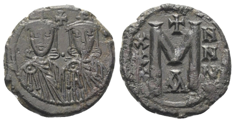 Leo V. Armenius mit Constantinus (813 - 820 n. Chr.).

 Follis (Kupfer). Const...