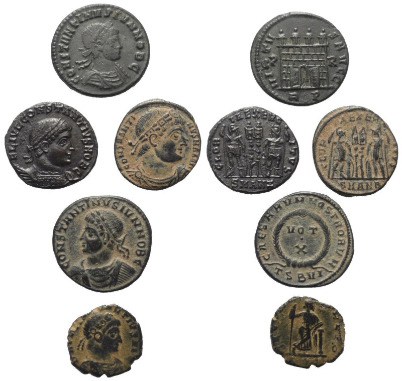 Römische Münzen - Lots. Kaiserzeit.

Lot (5 Stück, Bronze): Folles des Constan...