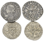 Europa - Lots.


Frankreich. Königreich. Karl IX. (1560 - 1574).

Lot (2 Stück, Silber):
Douzain aux croissants, Jahreszahl unleserlich.
Teston...