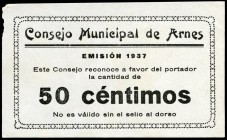 Arnes (Tarragona). 50 céntimos. (Montaner-194b). Raro. SC-. Est...100,00.