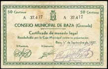 Baza (Granada). 50 céntimos. (Montaner-242d). MBC+. Est...15,00.