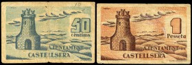 Castellserà (Lérida). 50 céntimos y 1 peseta. (Montaner-498c y d). BC+/MBC. Est...25,00.