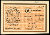Cervià de Ter (Gerona). 50 céntimos. (Montaner-523c). Escaso. SC-. Est...30,00.