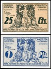 Conquista (Córdoba). 25 céntimos y 1 peseta. (Montaner-542a, c). SC. Est...40,00.