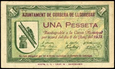 Corbera de Llobregat (Barcelona). 1 peseta. (Montaner-547b). Algo sucio. Escaso en esta conservación. EBC-. Est...15,00.