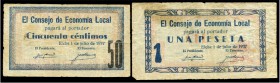 Elche (Alicante). 50 céntimos y 1 peseta. (Montaner-600b, c). MBC-. Est...25,00.