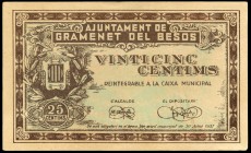 Gramenet del Besos. 25 céntimos. (Montaner-724b). SC-. Est...12,00.