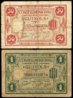 Guixols (Gerona). 50 céntimos y 1 peseta. (Montaner-756). Serie completa. BC/BC+. Est...15,00.