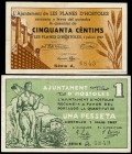 Planes d'Hostoles (Gerona). 50 céntimos y 1 peseta. (Montaner-770). EBC-/EBC+. Est...25,00.