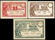 Moià. 25 céntimos y 1 (dos) peseta. (Montaner-924). MBC+/SC. Est...25,00.