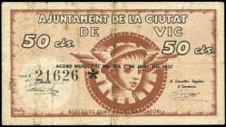 Vic (Barcelona). 50 céntimos. (Montaner-1550b). MBC-. Est...9,00.
