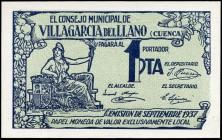 Villagarcía del Llano (Cuenca). 1 peseta. (Montaner-1599b). Raro. SC. Est...60,00.