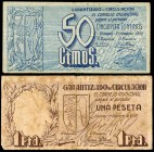 Vinaroz (Castellón). 50 céntimos y 1 peseta. (Montaner-1639). Serie completa. MBC-. Est...20,00.