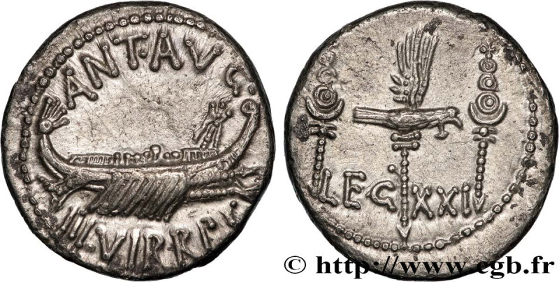 MARCUS ANTONIUS
Type : Denier 
Date : 32-31 AC. 
Mint name / Town : Grèce, Patra...