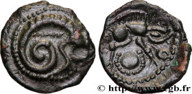 GALLIA - CALETI (Area of Pays de Caux)
Type : Bronze au monstre enroulé 
Date : c. 60-40 AC. 
Metal : bronze 
Diameter : 17  mm
Orientation dies : 9  ...