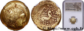 LEMOVICES / BITURIGES, UNSPECIFIED
Type : Hémistatère au bige 
Date : IIIe-IIe siècles avant J.-C. 
Mint name / Town : Limoges (87) 
Metal : gold 
Dia...