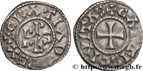 CHARLES II LE CHAUVE / THE BALD
Type : Denier 
Date : c. 864-875 
Date : s.d. 
Mint name / Town : Chartres 
Metal : silver 
Diameter : 19,5  mm
Orient...