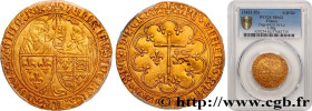 HENRY VI OF LANCASTER
Type : Salut d'or 
Date : 06/09/1423 
Date : n.d. 
Mint name / Town : Saint-Lô 
Metal : gold 
Millesimal fineness : 1000  ‰
Diam...