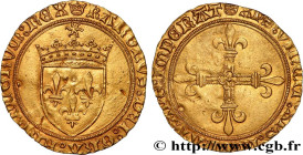 CHARLES VIII
Type : Écu d'or au soleil 
Date : 11/09/1483 
Date : n.d. 
Mint name / Town : Saint-Lô 
Metal : gold 
Millesimal fineness : 963  ‰
Diamet...