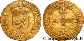 LOUIS XII, FATHER OF THE PEOPLE
Type : Écu d'or au soleil 
Date : 25/04/1498 
Date : n.d. 
Mint name / Town : Saint-Lô 
Metal : gold 
Millesimal finen...