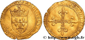 FRANCIS I
Type : Écu d'or au soleil, 1er type 
Date : 23/01/1515 
Mint name / Town : Saint-Lô 
Quantity minted : 1200 
Metal : gold 
Millesimal finene...